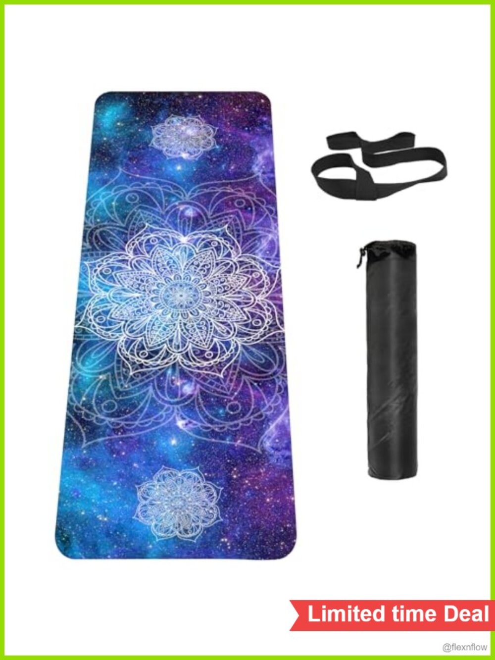 TPE Yoga Mat 6mm Thick Non-Slip Exercise Mat 72x24 with Strap